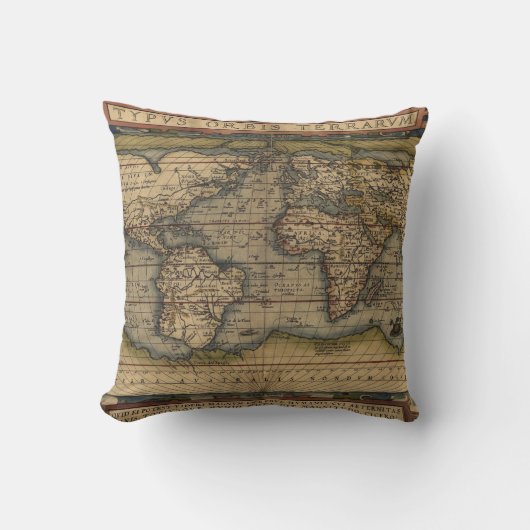 オルテリウスの世界地図 1570 クッション (正面)