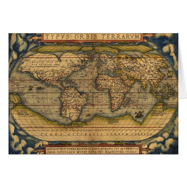 オルテリウス 1570 世界地図: アンティーク カートグラフィー (正面横)