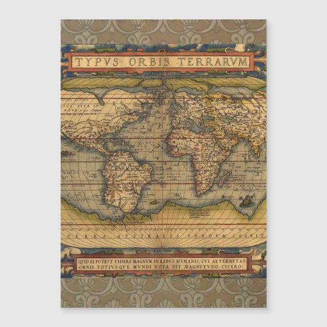 オルテリウス 1570 世界地図: アンティーク カートグラフィー (正面)