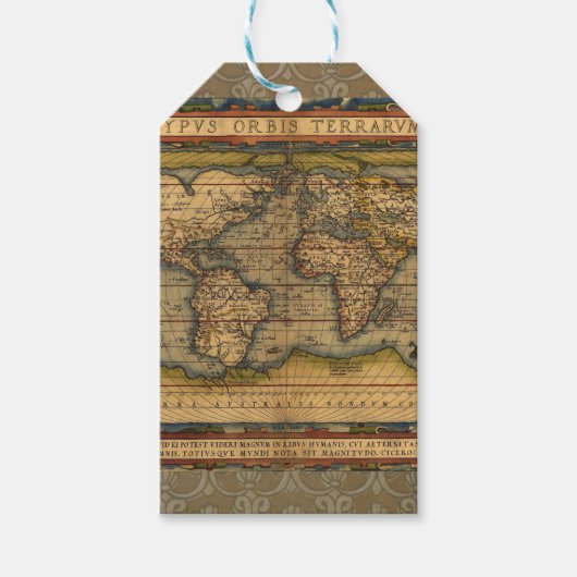 オルテリウス 1570 世界地図: アンティーク カートグラフィー ギフトタグ (正面)