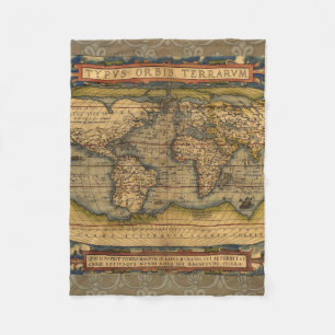 オルテリウス 1570 世界地図: アンティーク カートグラフィー フリースブランケット
