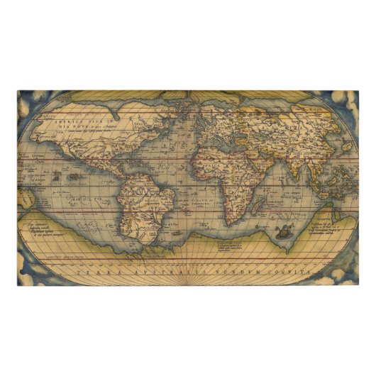 オルテリウス 1570 世界地図: アンティーク カートグラフィー 名札 (正面)