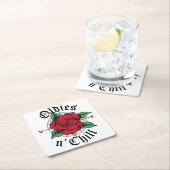 オルディーズ&チルコンパスの古い赤いバラ スクエアペーパーコースター (インサイチュ)