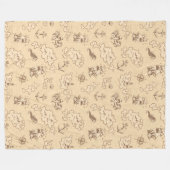 オルデン航海のをテーマにしたセピア模様 フリースブランケット (正面(横))