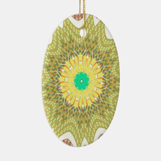 オルデン黄色アフリカの民族部族パターン セラミックオーナメント (右)