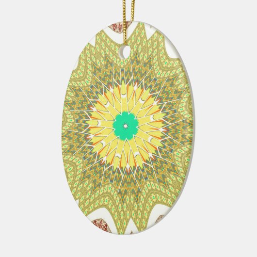 オルデン黄色アフリカの民族部族パターン セラミックオーナメント (左)