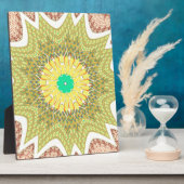 オルデン黄色アフリカの民族部族パターン フォトプラーク (側面)