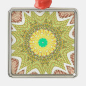 オルデン黄色アフリカの民族部族パターン メタルオーナメント (正面)