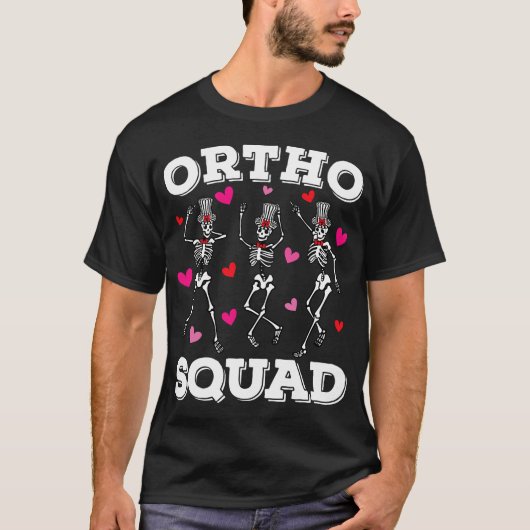 オルトスクワッド踊りスケルトンバレンタインメンズ Tシャツ (正面)