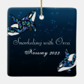 オルパーソナライズされたカカラフルクジラ セラミックオーナメント (裏面)