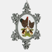 オルピントンジュビリーチキンファミリー スノーフレークピューターオーナメント (左)