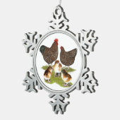 オルピントンジュビリーチキンファミリー スノーフレークピューターオーナメント (右)