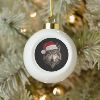 オルフェウスのサンタ帽子の肖像 クリスマスツリー クリスマス セラミックボールオーナメント
