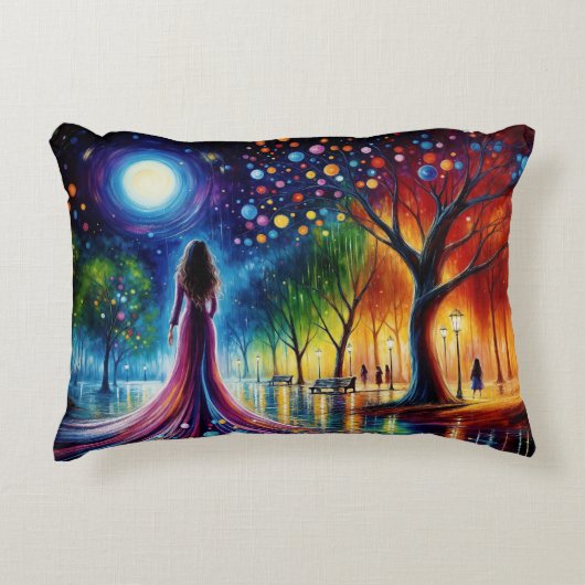 オルブランタン白熱［赤熱］光を放つアートの幻想的な夜空 アクセントクッション (正面)