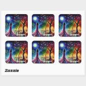 オルブランタン白熱［赤熱］光を放つアートの幻想的な夜空 スクエアシール (シート)