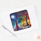 オルブランタン白熱［赤熱］光を放つアートの幻想的な夜空 スクエアシール (封筒)