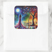 オルブランタン白熱［赤熱］光を放つアートの幻想的な夜空 スクエアシール (バッグ)