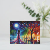 オルブランタン白熱［赤熱］光を放つアートの幻想的な夜空 ポストカード (スタンド正面)