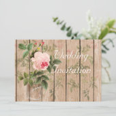 オルレアンのベージュ色の結婚式招待状カードのバラ 招待状 (スタンド正面)