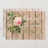 オルレアンのベージュ色の結婚式招待状カードのバラ 招待状 (正面/裏面)