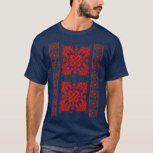 オル伝統的トのルーマニアフォークアートのモチーフ Tシャツ