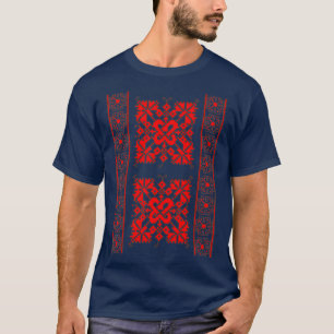 オル伝統的トのルーマニアフォークアートのモチーフ Tシャツ