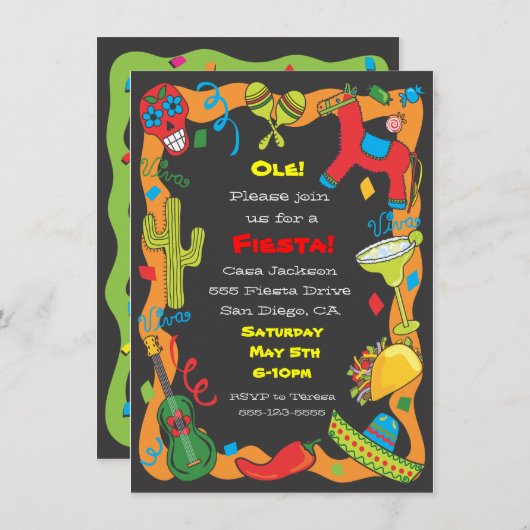 オル！メキシカンフィエスタパーティの招待状 招待状 (正面/裏面)