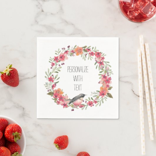 オレアかわいらしンダーと鳥のフローラ スタンダードカクテルナプキン (インサイチュ)