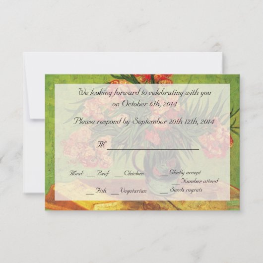 オレアンダーと本の花瓶 静物画、ヴィンセント・ヴァン・ゴッホ 招待状 (正面)