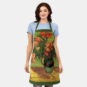 オレアンダースと書籍の花瓶ビンセント・ヴァン・ゴッホ エプロン (着用した状態)