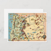 オレゴンおもしろいヴィンテージマップ ポストカード (正面/裏面)