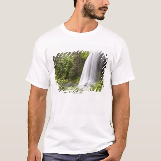 オレゴンのぼやけられた滝および森林眺め Tシャツ (正面)