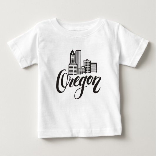 オレゴンのタイポグラフィのデザイン ベビーTシャツ (正面)