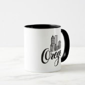 オレゴンのタイポグラフィのデザイン マグカップ (正面右)