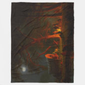 オレゴンのトレイルコンスタオガワゴンムーンライトキャンプファイヤー フリースブランケット (正面)