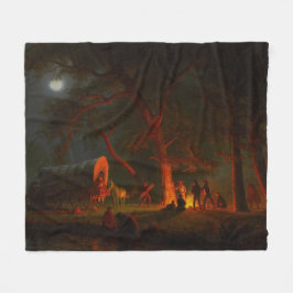 オレゴンのトレイルコンスタオガワゴンムーンライトキャンプファイヤー フリースブランケット