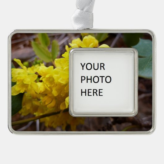 オレゴンのブドウの花イエローワイルドフラワー シルバープレートフレームオーナメント (正面)