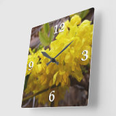 オレゴンのブドウの花イエローワイルドフラワー スクエア壁時計 (傾斜)