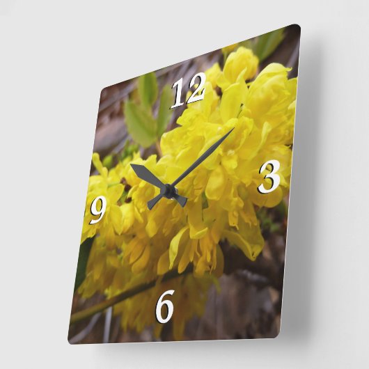 オレゴンのブドウの花イエローワイルドフラワー スクエア壁時計 (傾斜)