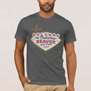 オレゴンのレトロのグランジな州愛を一生懸命働かせる歓迎 Tシャツ