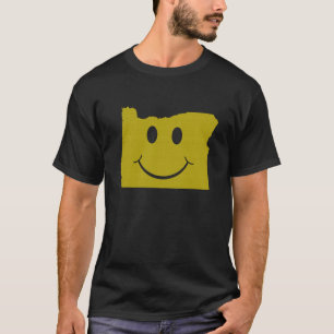 オレゴンの形をしたハッピー顔イエローオレゴニアンウェブフット Tシャツ