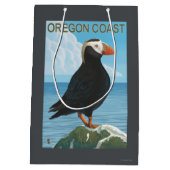 オレゴンの海岸のエトピリカ ミディアムペーパーバッグ (裏面)