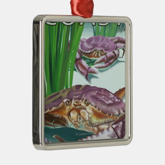 オレゴンの海岸のカニ メタルオーナメント (右)