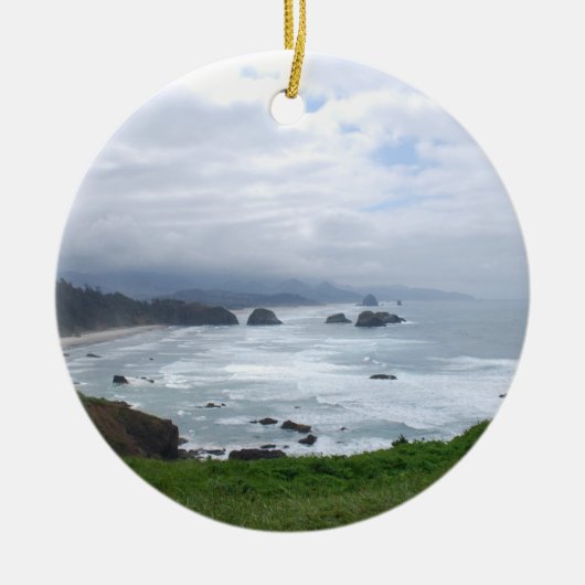オレゴンの海岸の天候 セラミックオーナメント (正面)