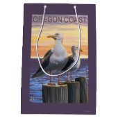 オレゴンの海岸の海カモメ ミディアムペーパーバッグ (裏面)