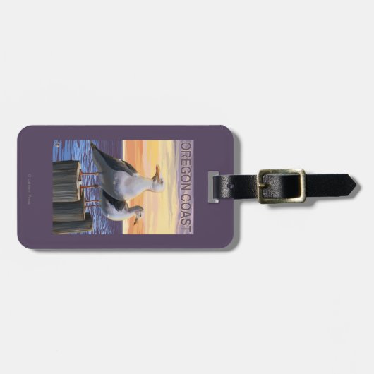 オレゴンの海岸の海カモメ ラゲッジタグ (正面横)