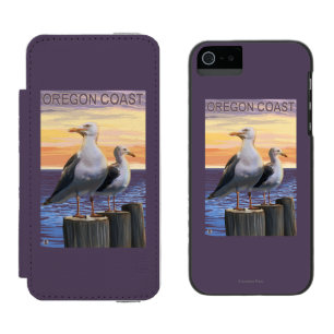 オレゴンの海岸の海カモメ iPhone SE/5/5sウォレットケース