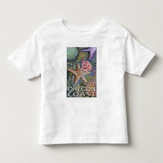 オレゴンの海岸Tidepool トドラーTシャツ (正面)