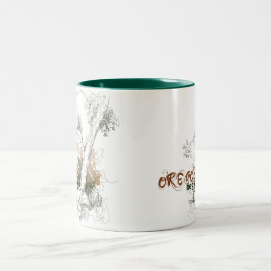 オレゴンの緑の木のマグ ツートーンマグカップ (中央)