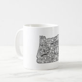 オレゴンの落書きのコーヒー・マグ コーヒーマグカップ (正面左)